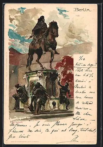 Künstler-AK Heinrich Kley: Berlin, Gr. Kurfürst, Reiterstandbild