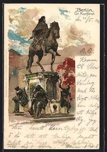 Künstler-AK Heinrich Kley: Berlin, Gr. Kurfürst, Reiterstandbild