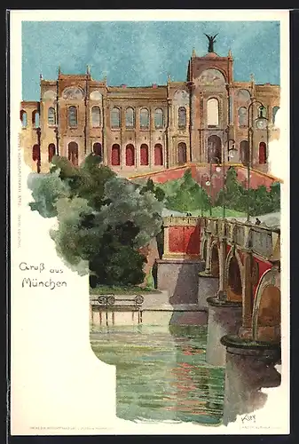 Künstler-AK Heinrich Kley: München, Maximilianeum