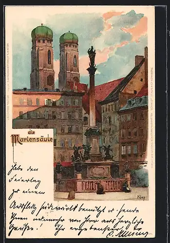 Künstler-AK Heinrich Kley: München, Mariensäule