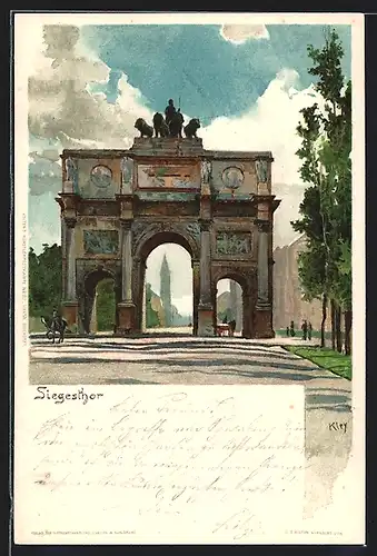 Künstler-AK Heinrich Kley: München, Ansicht des Siegestor