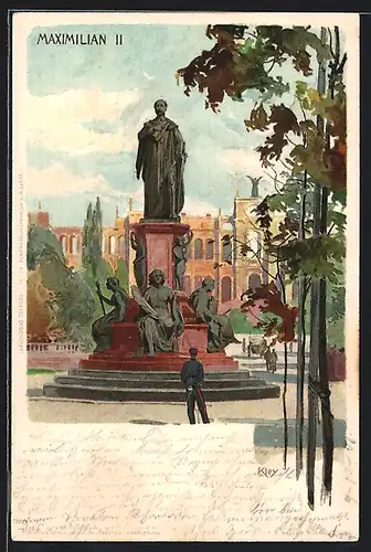 Künstler-AK Heinrich Kley: München, Denkmal von Maximilian II