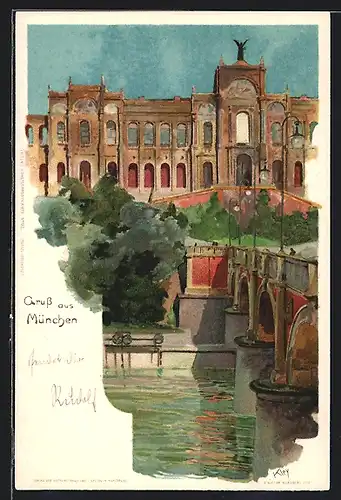 Künstler-AK Heinrich Kley: München, Maximilianeum