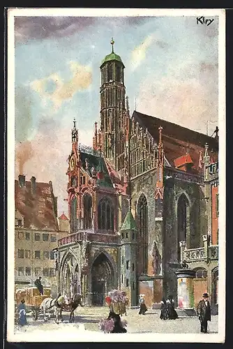 Künstler-AK Heinrich Kley: Nürnberg, Partie mit Frauenkirche