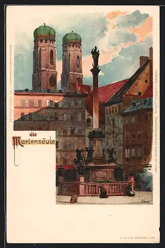 Künstler-AK Heinrich Kley: München, Mariensäule