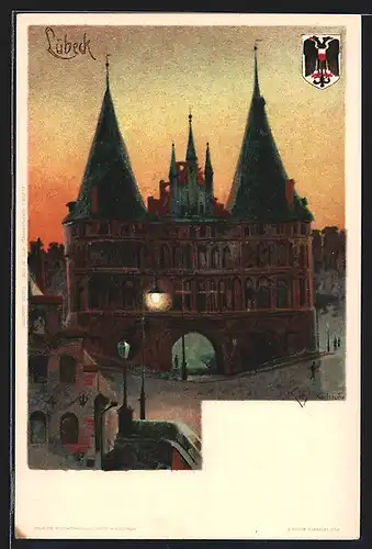 Künstler-AK Heinrich Kley: Lübeck, Blick auf das Holstentor