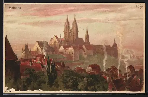 Künstler-AK Heinrich Kley: Meissen, Schlossberg mit d. neuen Dom