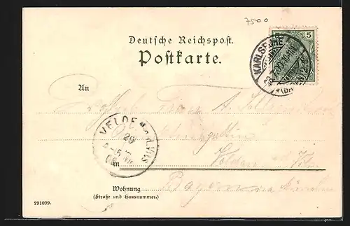 Künstler-AK Heinrich Kley: Karlsruhe, Schlossplatz mit Leuten