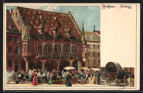 Künstler-AK Heinrich Kley: Rathaus zu Freiburg