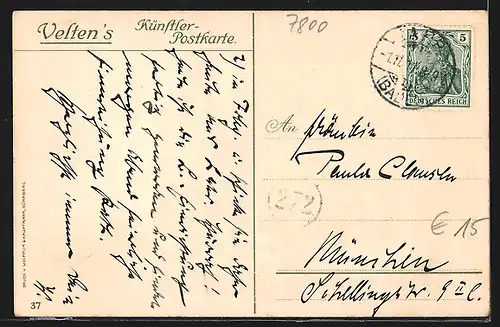 Künstler-AK Heinrich Kley: Rathaus zu Freiburg