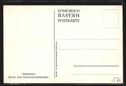 Künstler-AK Heinrich Kley: Nürnberg, Blick vom Spittlertorgraben