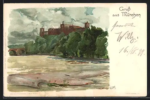 Künstler-AK Karl Mutter: München, Maximilianeum, Private Stadtpost