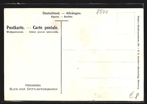 Künstler-AK Heinrich Kley: Nürnberg, Blick vom Spittlertorgraben