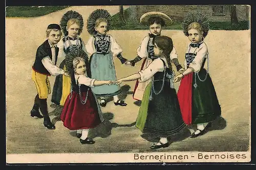 AK Bernerinnen - Bernoises, Kinder in Tracht tanzen Ringelreih`n