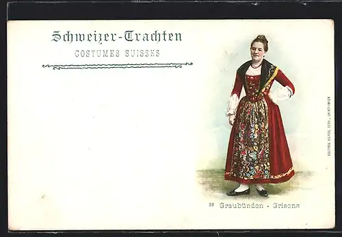 AK Schweizerin in Graubündener Tracht