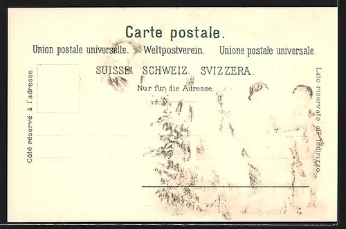 Lithographie Appenzeller Land /Schweiz, Kinder in Trachten beim Sticken