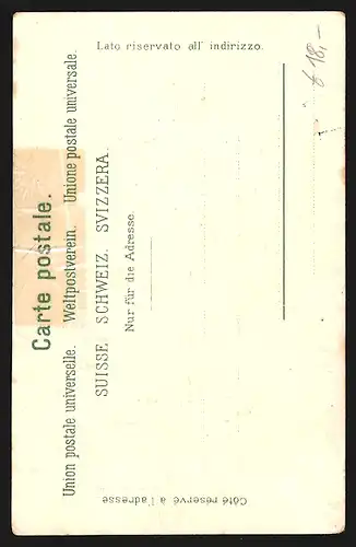 Präge-AK Appenzellerin am Brunnen in schweizer Tracht