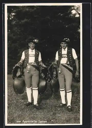 AK Schweizer Bauern in Appenzeller Trachten