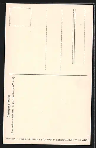 AK Schweiz, Prozessions-Mädchen in alter Freiburger-Tracht