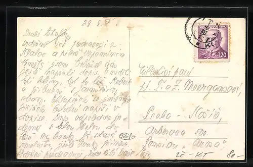 AK Klatovy, Strassenansicht gegen Turm