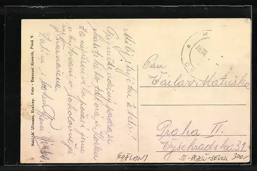 AK Kozlany, Ortsansicht mit Brücke, Strassenpartie mit Schule