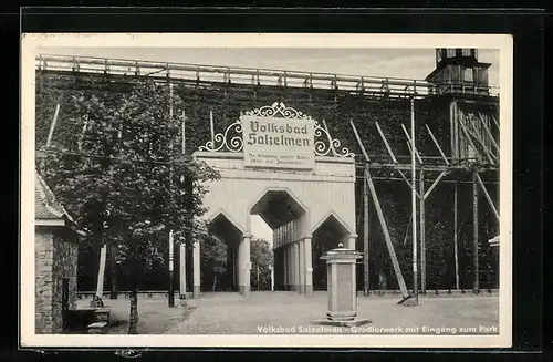 AK Bad Salzelmen, Gradierwerk mit Eingang zum Park