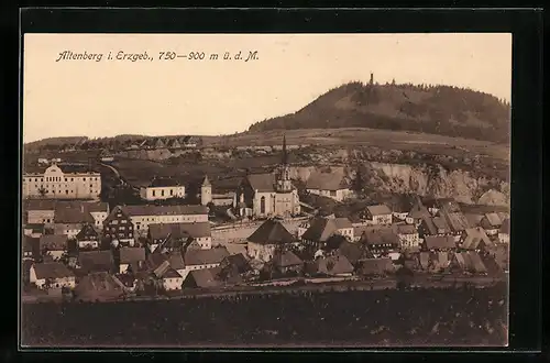AK Altenberg i. Erzgeb., Gesamtansicht mit der Kirche im Zentrum