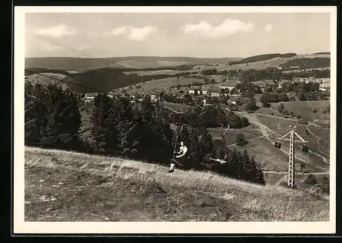 AK St. Andreasberg /Oberharz, Schwebelift am Matthias-Schmidt-Berg mit Blick auf den Acker