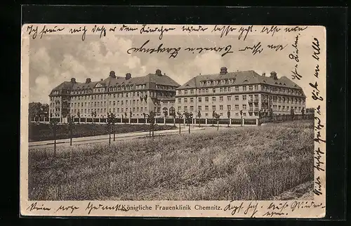 AK Chemnitz, Kgl. Frauenklinik mit Strasse