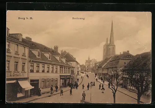 AK Burg b. M., Strassenpartie Breiteweg