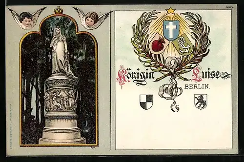 Künstler-AK Berlin-Tiergarten, Königin Luise-Denkmal, Wappen