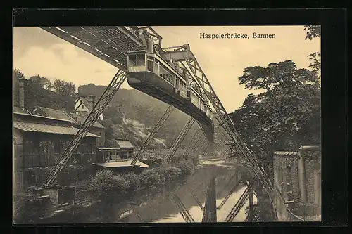 AK Barmen, Haspelerbrücke mit Schwebebahn