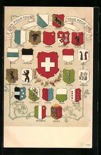 AK Zürich, Schweizer Wappen, Bern, Luzern, Uri