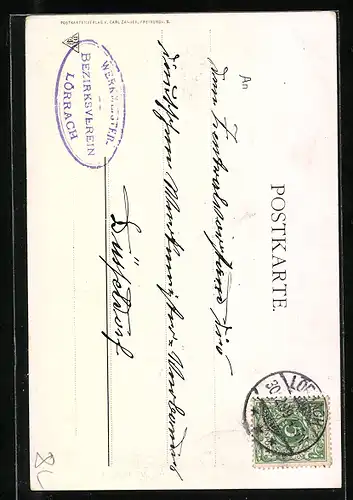 AK Frau in Tracht mit Weinglas zwischen herbstl. Reben