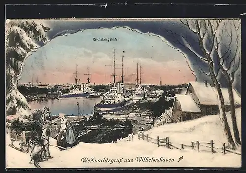 AK Wilhelmshaven, Kriegsschiffe ankern im Reichskriegshafen