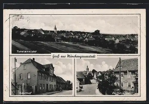AK Münchengosserstädt, Gasthof, Dorfstrasse und Totalansicht