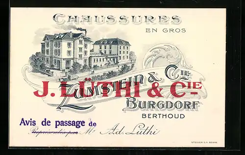 Lithographie Burgdorf, Zumstein & Cie, Chaussures en gros