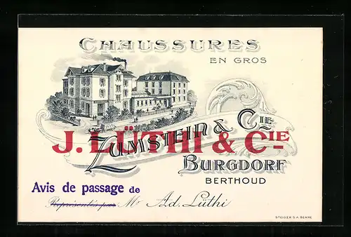 Lithographie Burgdorf, Zumstein & Cie, Chaussures en gros