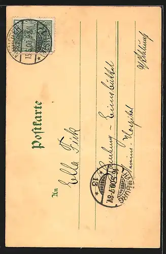 Mondschein-Lithographie Münster i. W., Prinzipalmarkt und Lambertikirche im Vollmondlicht