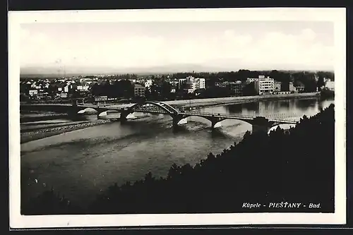AK Piestany, Ortsansicht mit Brücke
