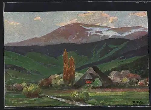 Künstler-AK Fritz Reiss: Frühling im Schwarzwald, Panorama