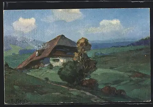 Künstler-AK Fritz Reiss: Sommer im Schwarzwald - Haus in Landschaft