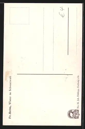 Künstler-AK Fritz Reiss: Verschneiter Schwarzwald