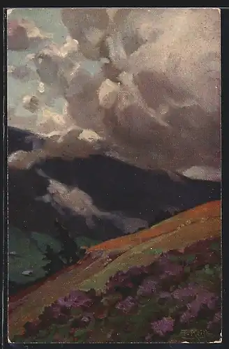 Künstler-AK Fritz Reiss: Landschaft im Schwarzwald im Herbst