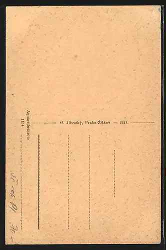 AK Orlík, Grosses Gebäude in der Dämmerung