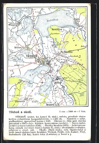 AK Trebon a okoli., Landkarte von Trebon und Umgebung