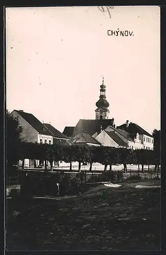 AK Chýnov, Ortsansicht mit Kirche