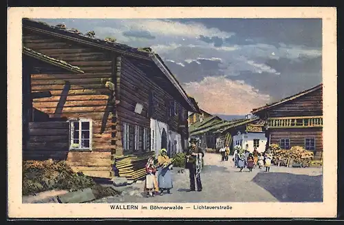 AK Wallern i. B., Holzhäuser an der Lichtauerstrasse