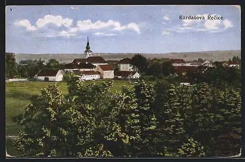 AK Kardasova Recice, Ortsansicht mit Kirche