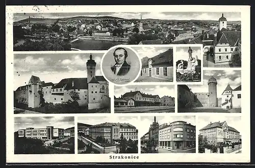 AK Strakonice, Pomnik, Nadrazi, Rumpal, Panorama